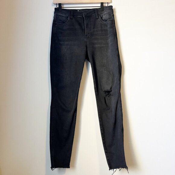 Kut from the kloth Donna high rise black distressed raw hem jeans grunge chic - Picture 1 of 8